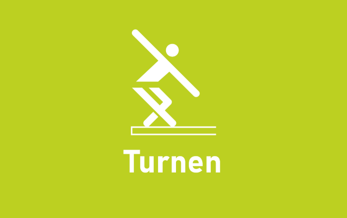 Grüne Kachel mit dem Turn Piktogramm