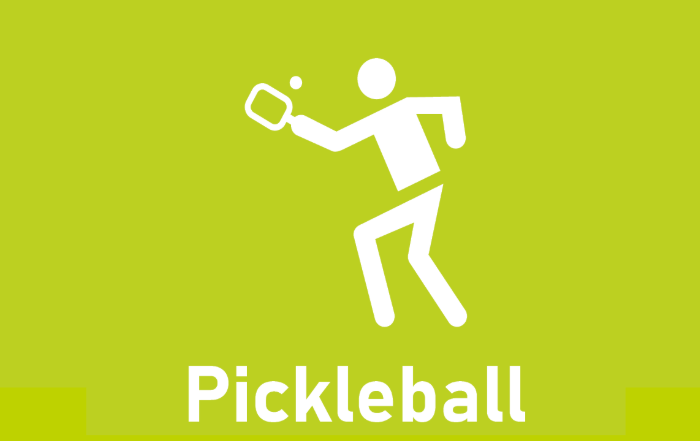 Grüne Kachel mit dem Pickleball Piktogramm