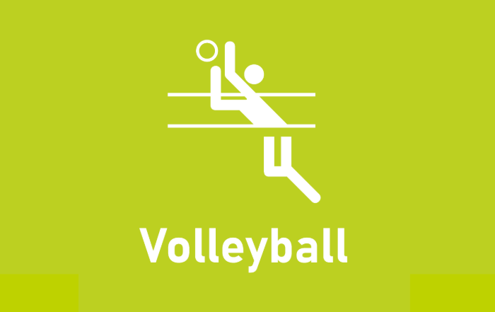 Grüne Kachel mit dem Volleyball Piktogramm